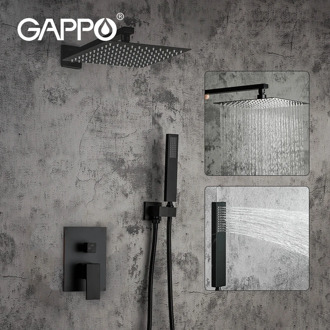 GAPPO black shower faucet bathroom cold hot water mixer Brass faucet Bathtub waterfall shower system Concealed Mounted Mixer