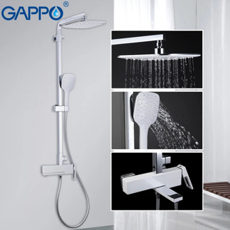 GAPPO shower system White Color Brass bathroom bath shower mixer set waterfall rain shower head bathtub taps