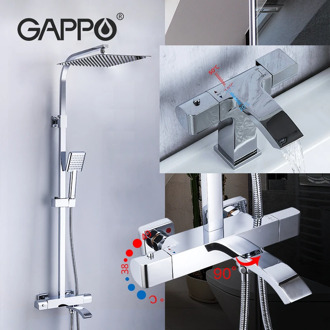 GAPPO thermostatic shower sets bathroom shower faucet + Brass Basin faucet waterfall Bathtub shower system thermostatic mixer