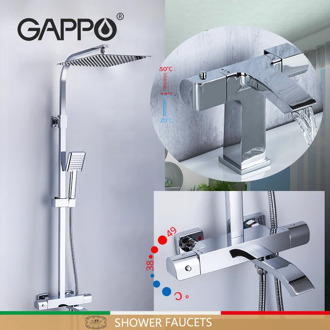 Gappo Thermostatic Shower Sets Waterfall Bathroom Shower System Thermostatic Mixer Bathroom Shower Faucet & Brass Basin Faucet