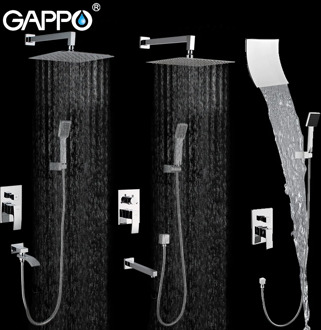 GAPPO Wall bathroom shower system set bronze rainfall shower faucet chrome bathtub faucet tap waterfall head Bath Shower GA7102