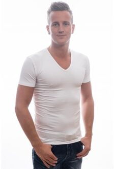 Garage Heren T-shirts Diepe V-Hals Wit Body Fit-1 Pack