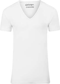 Garage Heren T-shirts Diepe V-Hals Wit Body Fit-1 Pack