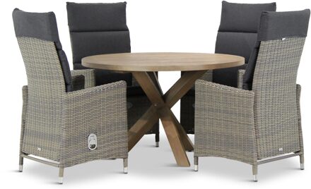 Garden Collection Madera/Sand City rond 120 cm dining tuinset 5-delig Taupe-naturel-bruin