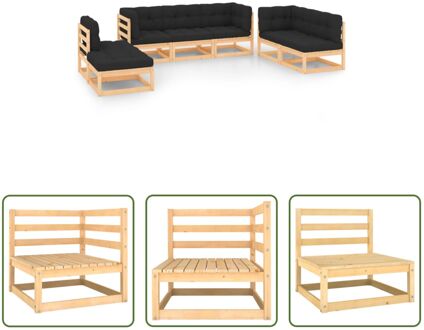 Garden Lounge Set - Grenenhout - 70x70x67 cm - Antraciet Grijs