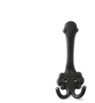 Garderobe kapstok jashaken/ophanghaken - dubbele haak - antiek zwart - 7,5 x 3 cm