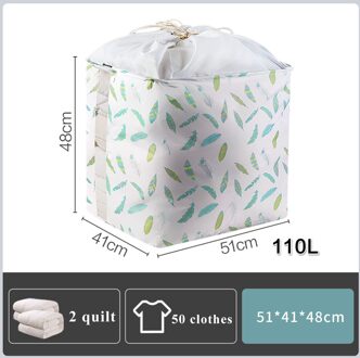 Garderobe Organisator Grote Capaciteit Kleding Gewaden Donsjack Beddengoed Quilt Opbergzakken Speelgoed Opbergdoos Opvouwbare Trekkoord Zak 110L veer