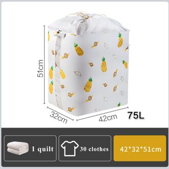Garderobe Organisator Grote Capaciteit Kleding Gewaden Donsjack Beddengoed Quilt Opbergzakken Speelgoed Opbergdoos Opvouwbare Trekkoord Zak 75L ananas