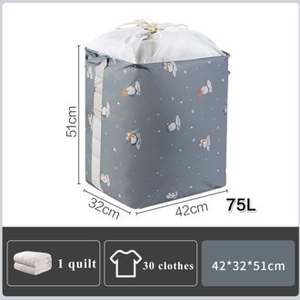 Garderobe Organisator Grote Capaciteit Kleding Gewaden Donsjack Beddengoed Quilt Opbergzakken Speelgoed Opbergdoos Opvouwbare Trekkoord Zak 75L Pengiun