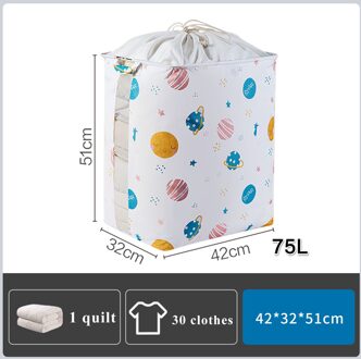 Garderobe Organisator Grote Capaciteit Kleding Gewaden Donsjack Beddengoed Quilt Opbergzakken Speelgoed Opbergdoos Opvouwbare Trekkoord Zak 75L Stars