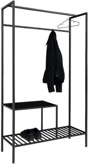 Garderobekast - zwart frame - 2 planken