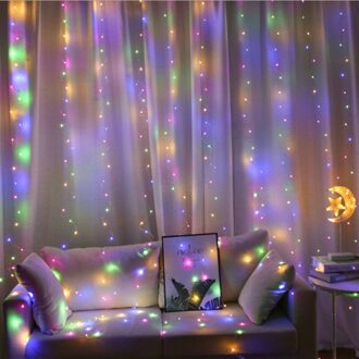 Garland Gordijn Voor Kamer Jaar Bruiloft Kerstverlichting Decoraties Gordijnen Voor Thuis Festoen Led Licht Decor Fairy Lights. kleurrijk / 3x3M