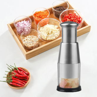 Garlic Chopper Stainless Steel Garlic Cutter Multifunctional Manual Chopping Tool Time Saver for Vegetables Salads Accessories