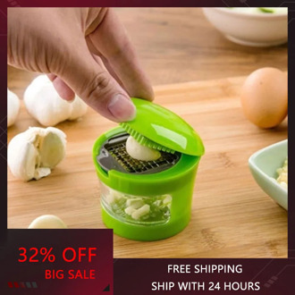 Garlic Grater Mini Portable Abs Stainless Steel Garlic Press Vegetable Cutter Slicer Manual Juicer Grinder Kitchen Tool