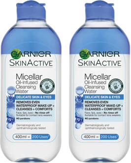 Garnier Micellar Water Facial Cleanser Delicate Skin and Eyes 400ml Duo Pack
