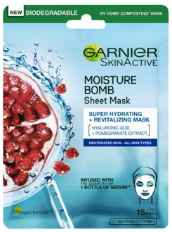 Garnier Moisture Bomb Granaatappel Hydraterend Sheetmasker voor Gezicht