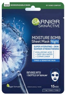 Garnier Moisture Bomb Zeewater en Hyaluronzuur Weefselmasker voor 's Nachts 32 g