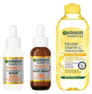 Garnier Serum Garnier Vitamin C Glow Boost Serum + Micellar Cleansing Water + Double Renew 10% Night Serum 2 x 30 ml + 400 ml
