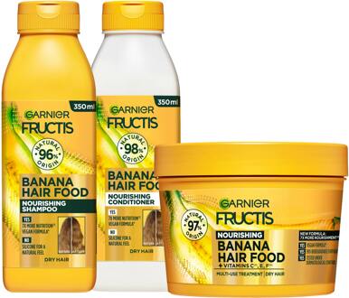 Garnier Shampoo en Conditioner Garnier Fructis Hair Food Banana Shampoo, Conditioner & Mask 2 x 350 ml + 400 ml