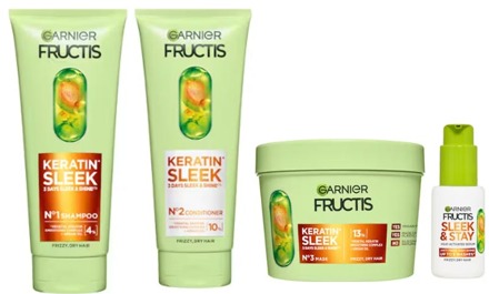 Garnier Shampoo Garnier Keratin Sleek Quartet 200 ml + 200 ml + 370 ml + 50 ml