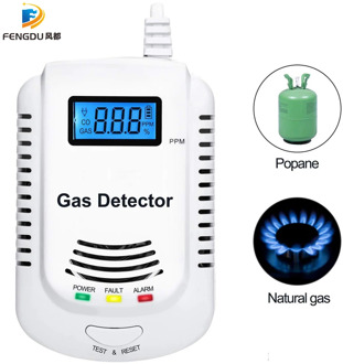 GAS DETECTOR Voice Warning Kitchen Alarm Kit Independent EU Plug in Combustible Natural LCD Display GAS LEAK SENSOR Alarm