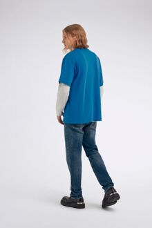 Gas Heren-T-shirt korte mouwen met Sport Heritage opdruk LUC"HERITAGE" Blauw