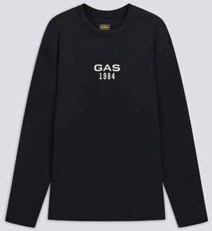 Gas Heren zwart DHARIS M/L 1984 T-shirt met lange mouwen - maat XS