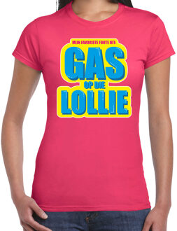 Gas op die Lollie foute party shirt roze dames S