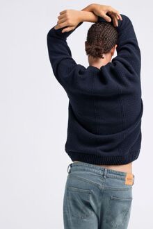 Gas Regular fit heren trui met kabelpatroon AUGUST - maat S Blauw