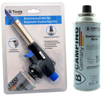 Gasbrander opzetstuk voor butaangas gaspatroon met bajonetaansluiting incl. bus butaangas 227 gr