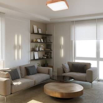 Gaspar plafondlamp hoekig hout 45x45 cm eiken, opaal