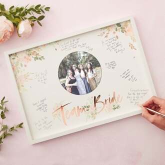 GASTENBOEK HERINNERING FOTOLIJST VRIJGEZELLENFEEST TEAM BRIDE | WIT - ROSEGOLD FOIL | FLORAL HEN PARTY | GINGER RAY