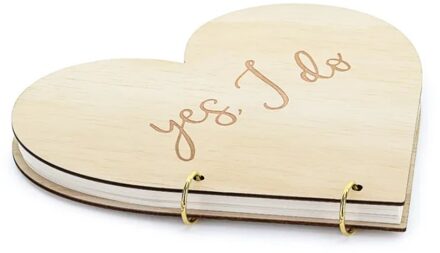 Gastenboek Hout Yes I Do Huwelijk Bruin - Kastanje