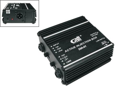 Gatt Audio DIA-01 actieve DI-box (9V) actieve DI-box (9V), met parallelle uitgang, aardelift, 20db of 40db signaalafzwakking