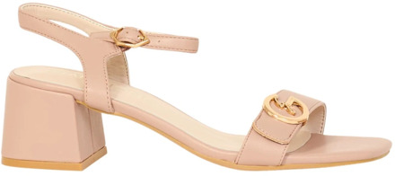Gattinoni Roze leren sandalen met logo detail Gattinoni , Pink , Dames - 41 Eu,37 Eu,39 Eu,40 Eu,36 Eu,38 EU