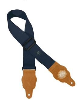 Gaucho GST-100-DB gitaarriem gitaarriem, hennep, donkerblauw, met bruine suede eindstukken