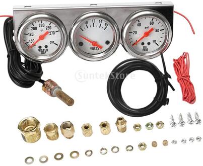Gauge Kit Triple Gauge Drie Olie Druk Volt Watertemperatuur Chrome Panel