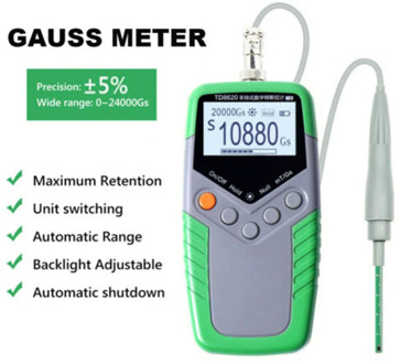Gauss Meter Handheld Tesla Meter Permanent Magnet Teslameter 5% Accuracy Digital Tesla Meter TD8620