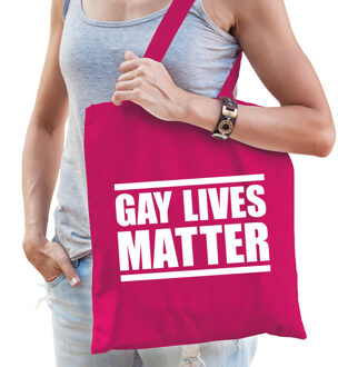 Gay lives matter anti homo discriminatie tas fuchsia roze voor dames - staken / betoging / demonstratie / protest shopper - lhbt / gay / lesbo