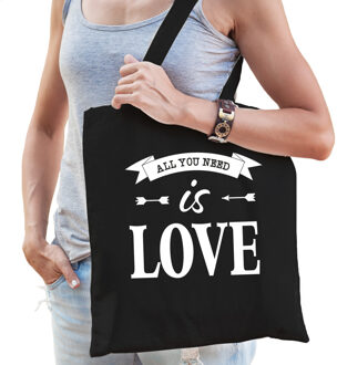 Gay Pride tas - katoen - 42 x 38 cm - zwart - LHBTI - love - Feest Boodschappentassen