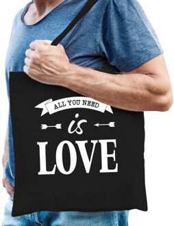 Gay Pride tas - katoen - 42 x 38 cm - zwart - LHBTI - love - Feest Boodschappentassen