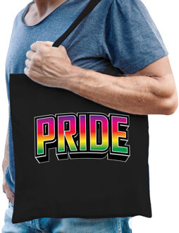 Gay Pride tas voor heren - zwart - katoen - 42 x 38 cm - regenboog - LHBTI
