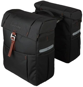 Gazelle dubbele tas met mik adapter zwart/bruin met logo