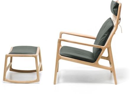 Gazzda Dedo footstool - whitewash voetenbank met dakar leather grey Grijs