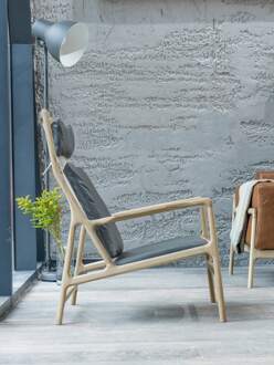 Gazzda Dedo lounge chair - fauteuil dakar leather grey 1258 Grijs