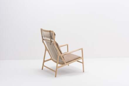 Gazzda Dedo lounge chair whitewash eiken - dakar leather stone zitting Bruin