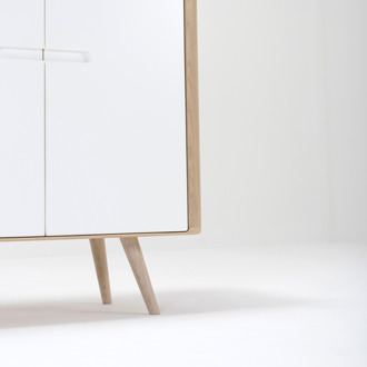 Gazzda Ena cabinet houten opbergkast whitewash - 90 x 110 cm Bruin
