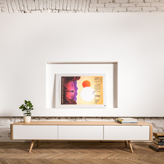 Gazzda Ena lowboard houten tv meubel whitewash - 225 x 55 cm Bruin