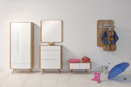Gazzda Ena wardrobe houten garderobekast whitewash - 90 x 200 cm Bruin