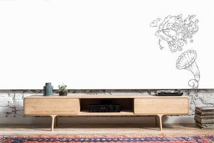 Gazzda Fawn lowboard 2 drawers houten tv meubel whitewash - 220 x 45 cm Bruin